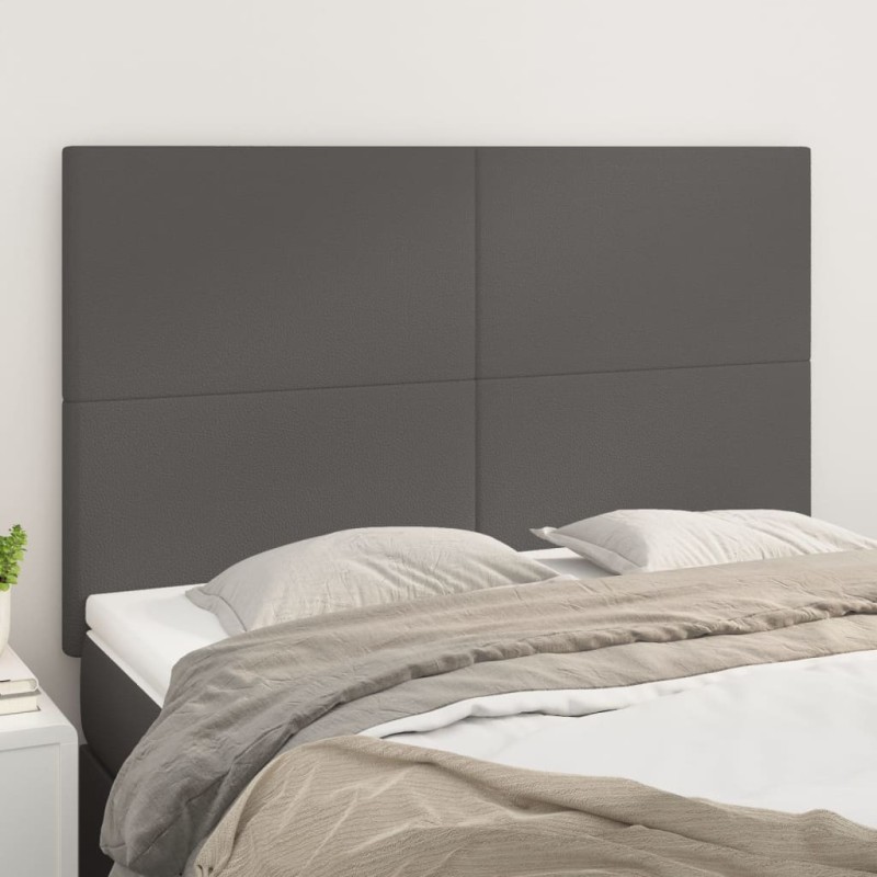 vidaXL Kopfteile 4 Stk. Grau 72x5x78/88 cm Kunstleder