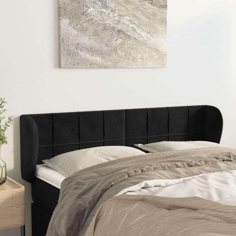 vidaXL Kopfteil mit Ohren Schwarz 147x23x78/88 cm Samt vidaXL Kopfteil mit Ohren Schwarz 147x23x78/88 cm Samt