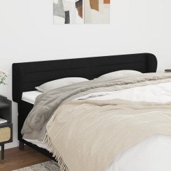 vidaXL Kopfteil mit Ohren Schwarz 163x23x78/88 cm Stoff