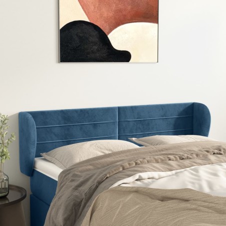 vidaXL Kopfteil mit Ohren Dunkelblau 147x23x78/88 cm Samt