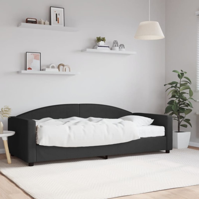 vidaXL Tagesbett mit Matratze Schwarz 90x200 cm Stoff vidaXL Tagesbett mit Matratze Schwarz 90x200 cm Stoff