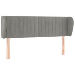 vidaXL Kopfteil mit Ohren Hellgrau 147x23x78/88 cm Samt