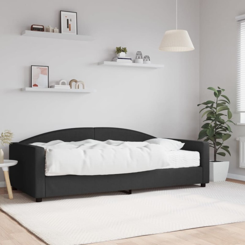 Tagesbett mit Matratze Schwarz 100x200 cm Stoff Tagesbett mit Matratze Schwarz 100x200 cm Stoff
