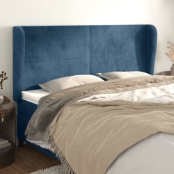 vidaXL Kopfteil mit Ohren Dunkelblau 163x23x118/128 cm Samt