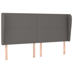 vidaXL Kopfteil mit Ohren Grau 203x23x118/128 cm Kunstleder