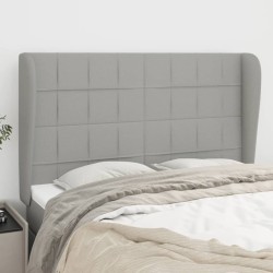 vidaXL Kopfteil mit Ohren Hellgrau 147x23x118/128 cm Stoff