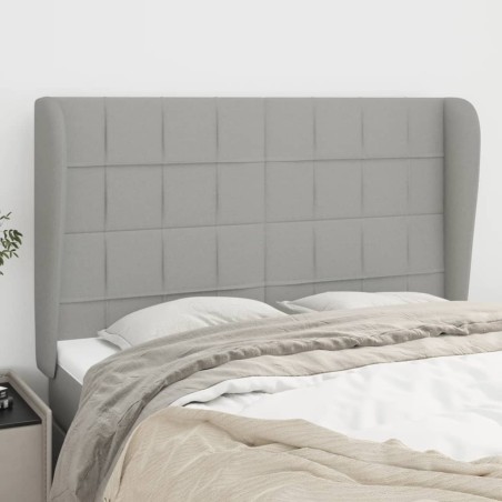 vidaXL Kopfteil mit Ohren Hellgrau 147x23x118/128 cm Stoff