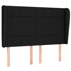 vidaXL Kopfteil mit Ohren Schwarz 147x23x118/128 cm Stoff