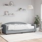 Tagesbett mit Matratze Hellgrau 100x200 cm Stoff Tagesbett mit Matratze Hellgrau 100x200 cm Stoff