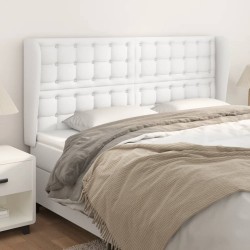 vidaXL Kopfteil mit Ohren Weiß 183x23x118/128 cm Kunstleder