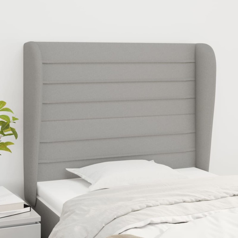 vidaXL Kopfteil mit Ohren Hellgrau 103x23x118/128 cm Stoff vidaXL Kopfteil mit Ohren Hellgrau 103x23x118/128 cm Stoff