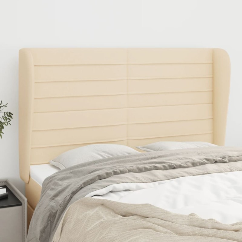 vidaXL Kopfteil mit Ohren Creme 147x23x118/128 cm Stoff vidaXL Kopfteil mit Ohren Creme 147x23x118/128 cm Stoff