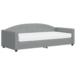vidaXL Tagesbett mit Matratze Hellgrau 90x200 cm Stoff