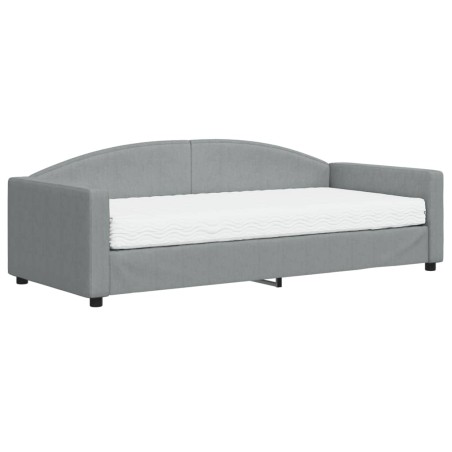 vidaXL Tagesbett mit Matratze Hellgrau 90x200 cm Stoff