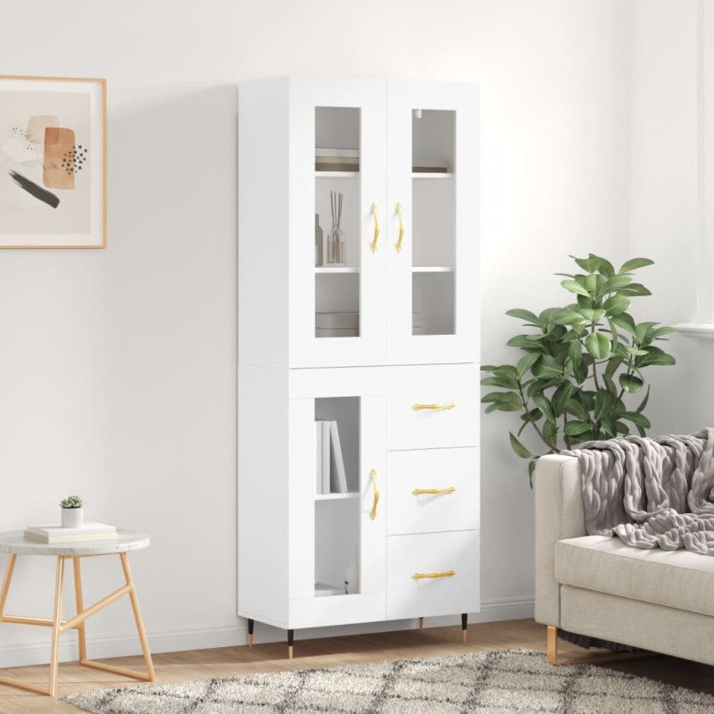 Highboard Weiß 69,5x34x180 cm Holzwerkstoff Highboard Weiß 69,5x34x180 cm Holzwerkstoff