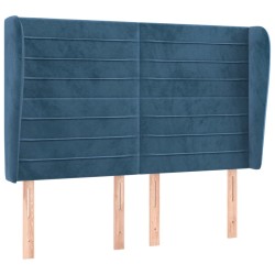 vidaXL Kopfteil mit Ohren Dunkelblau 147x23x118/128 cm Samt