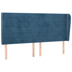 vidaXL Kopfteil mit Ohren Dunkelblau 183x23x118/128 cm Samt