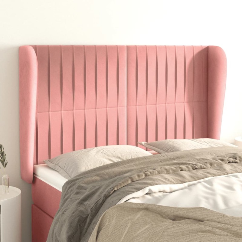 vidaXL Kopfteil mit Ohren Rosa 147x23x118/128 cm Samt vidaXL Kopfteil mit Ohren Rosa 147x23x118/128 cm Samt