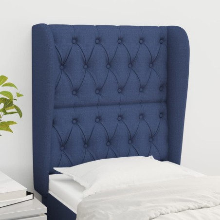 vidaXL Kopfteil mit Ohren Blau 83x23x118/128 cm Stoff
