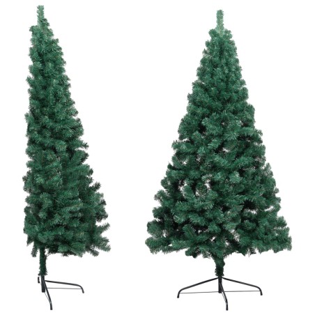 vidaXL Künstlicher Halb-Weihnachtsbaum Beleuchtung Ständer Grün 120 cm