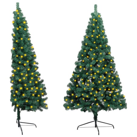 vidaXL Künstlicher Halb-Weihnachtsbaum Beleuchtung Ständer Grün 180 cm