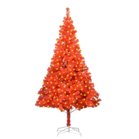 vidaXL Künstlicher Weihnachtsbaum mit Beleuchtung & Ständer Rot 210 cm