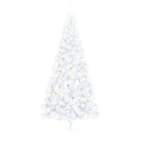 vidaXL Künstlicher Halb-Weihnachtsbaum Beleuchtung Ständer Weiß 180 cm