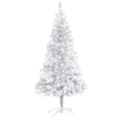 vidaXL Künstlicher Weihnachtsbaum Beleuchtung & Ständer Silber 120 cm