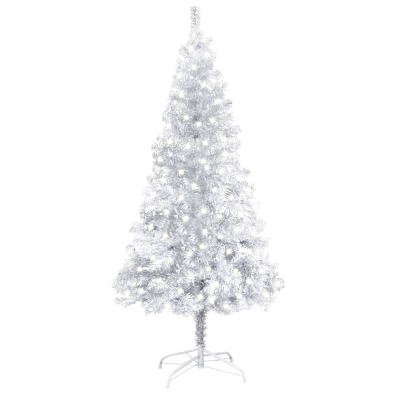vidaXL Künstlicher Weihnachtsbaum Beleuchtung & Ständer Silber 120 cm vidaXL Künstlicher Weihnachtsbaum Beleuchtung & Ständer Silber 120 cm