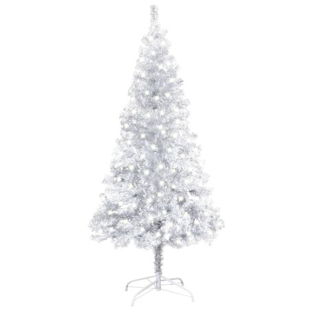 vidaXL Künstlicher Weihnachtsbaum Beleuchtung & Ständer Silber 120 cm