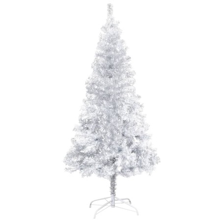 vidaXL Künstlicher Weihnachtsbaum Beleuchtung & Ständer Silber 120 cm