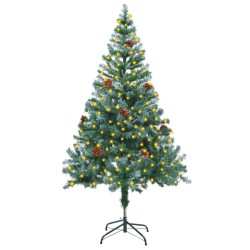 vidaXL Weihnachtsbaum Gefrostet mit Beleuchtung & Zapfen 150 cm