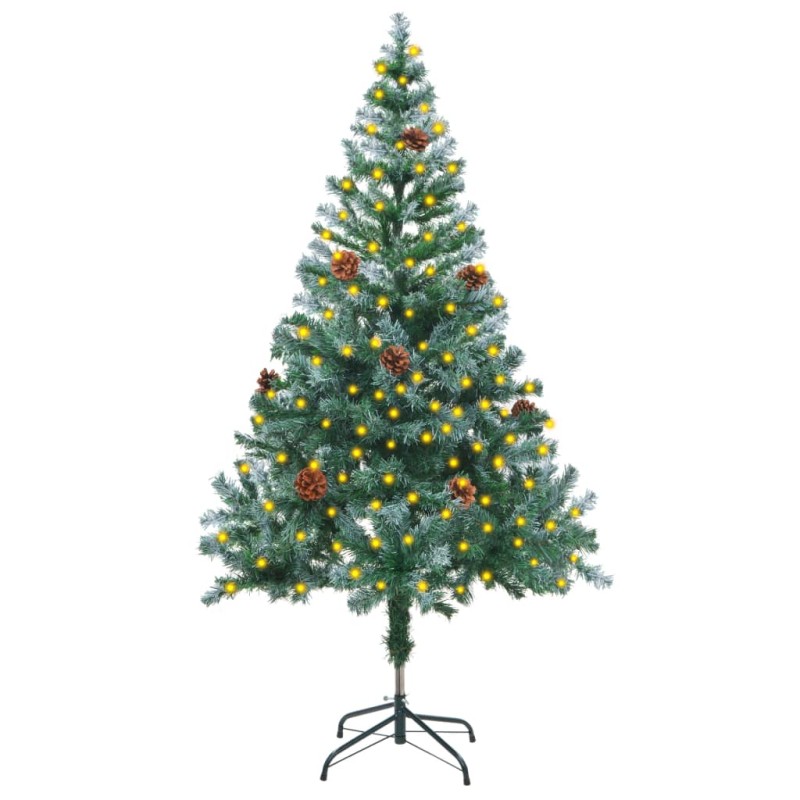 vidaXL Weihnachtsbaum Gefrostet mit Beleuchtung & Zapfen 150 cm vidaXL Weihnachtsbaum Gefrostet mit Beleuchtung & Zapfen 150 cm