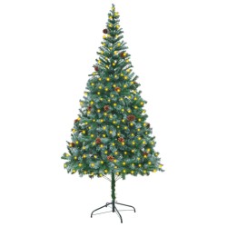 vidaXL Weihnachtsbaum Gefrostet mit Beleuchtung & Zapfen 210 cm