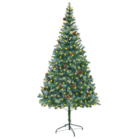 vidaXL Weihnachtsbaum Gefrostet mit Beleuchtung & Zapfen 210 cm