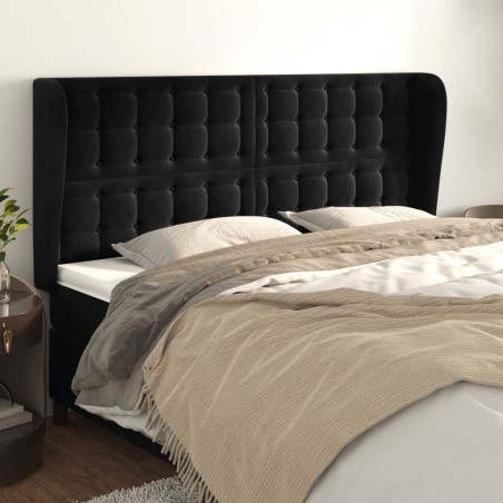 vidaXL Kopfteil mit Ohren Schwarz 163x23x118/128 cm Samt