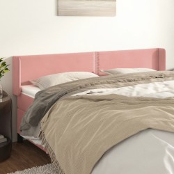 vidaXL Kopfteil mit Ohren Rosa 183x16x78/88 cm Samt