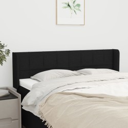 vidaXL Kopfteil mit Ohren Schwarz 147x16x78/88 cm Stoff