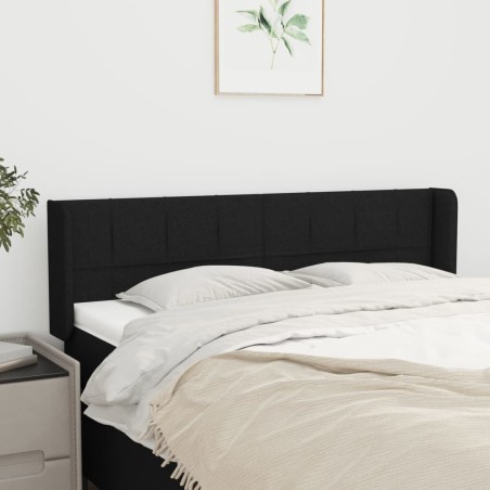vidaXL Kopfteil mit Ohren Schwarz 147x16x78/88 cm Stoff