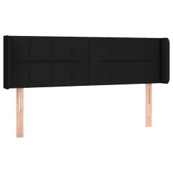 vidaXL Kopfteil mit Ohren Schwarz 147x16x78/88 cm Stoff