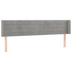 vidaXL Kopfteil mit Ohren Hellgrau 203x16x78/88 cm Samt