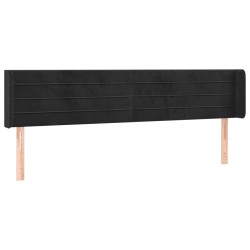 vidaXL Kopfteil mit Ohren Schwarz 203x16x78/88 cm Samt
