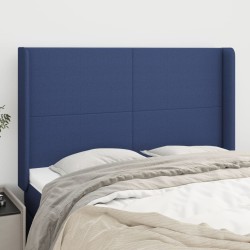 vidaXL Kopfteil mit Ohren Blau 147x16x118/128 cm Stoff