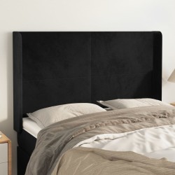 vidaXL Kopfteil mit Ohren Schwarz 147x16x118/128 cm Samt