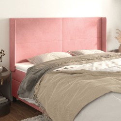 vidaXL Kopfteil mit Ohren Rosa 163x16x118/128 cm Samt