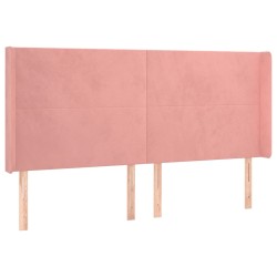 vidaXL Kopfteil mit Ohren Rosa 163x16x118/128 cm Samt