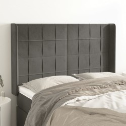 vidaXL Kopfteil mit Ohren Dunkelgrau 147x16x118/128 cm Samt