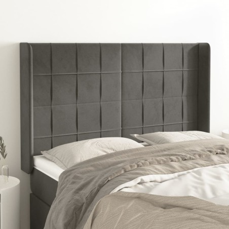vidaXL Kopfteil mit Ohren Dunkelgrau 147x16x118/128 cm Samt