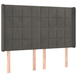 vidaXL Kopfteil mit Ohren Dunkelgrau 147x16x118/128 cm Samt