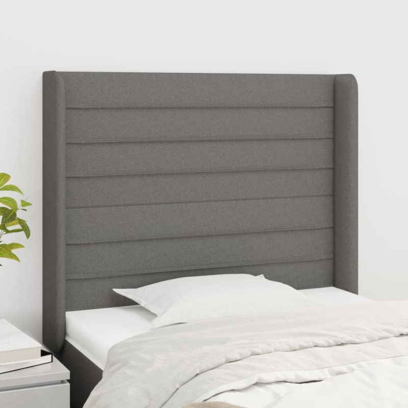 vidaXL Kopfteil mit Ohren Dunkelgrau 83x16x118/128 cm Stoff vidaXL Kopfteil mit Ohren Dunkelgrau 83x16x118/128 cm Stoff